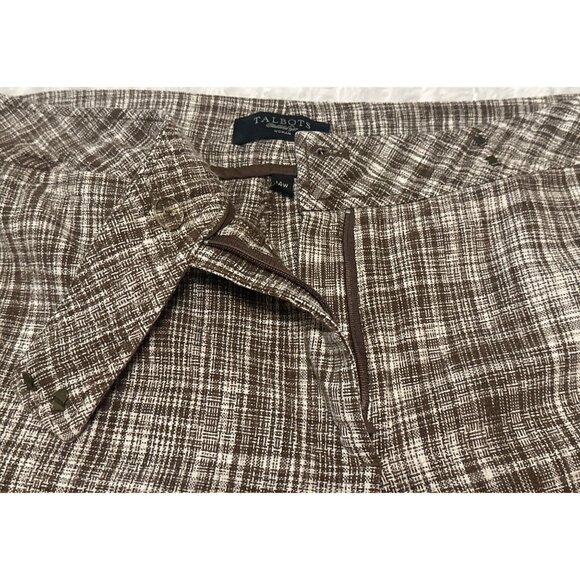 Talbot's Woman Capri Pants Brown & White Plaid Print Linen Blend Women Size 14W - Picture 6 of 16